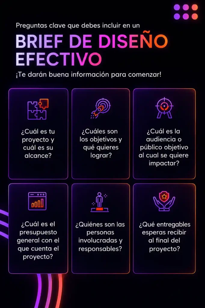 brief de diseño con preguntas clave para un proyecto