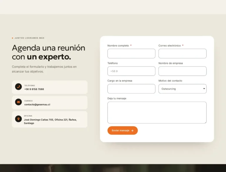 Formulario para agendar una reunión en el sitio de Gesemau