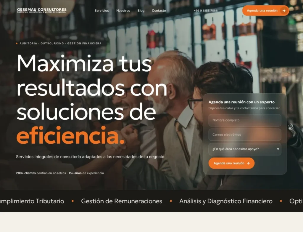 Home de Gesemau: hero con foto, cifras y formulario para agendar