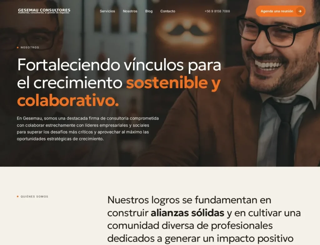 Página Nosotros del sitio de Gesemau