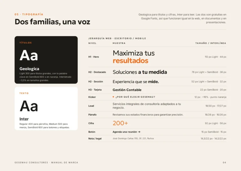 Manual de marca de Gesemau: Geologica e Inter