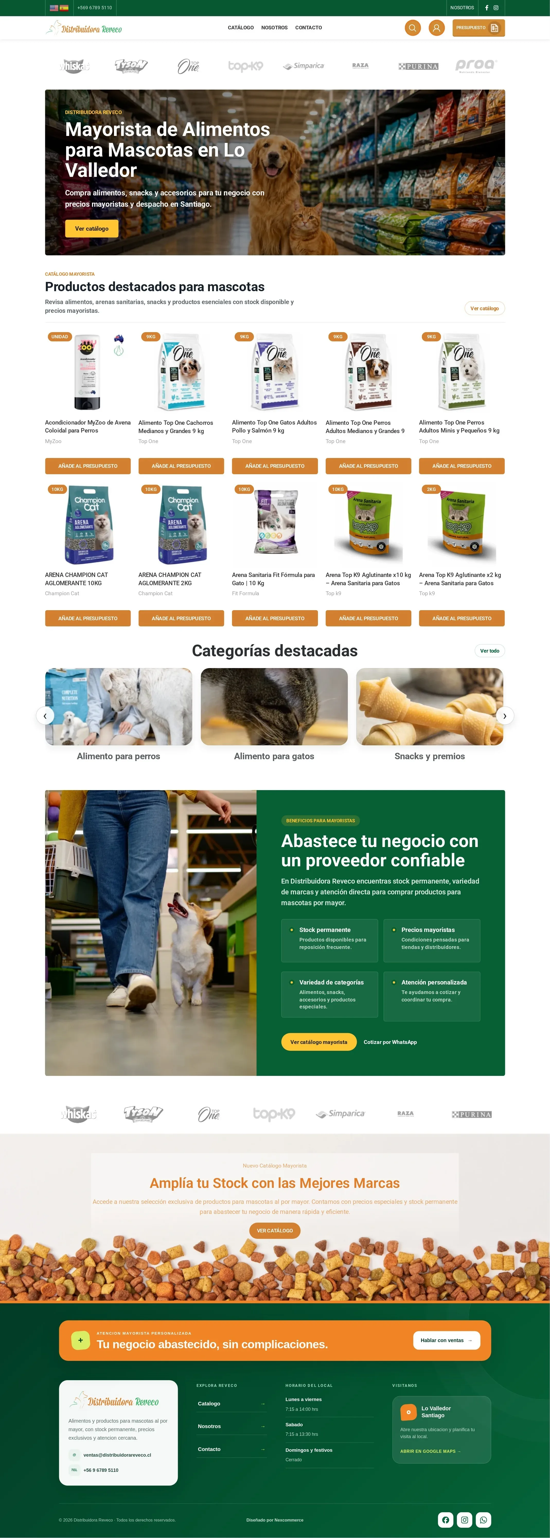 Home de Distribuidora Reveco en escritorio