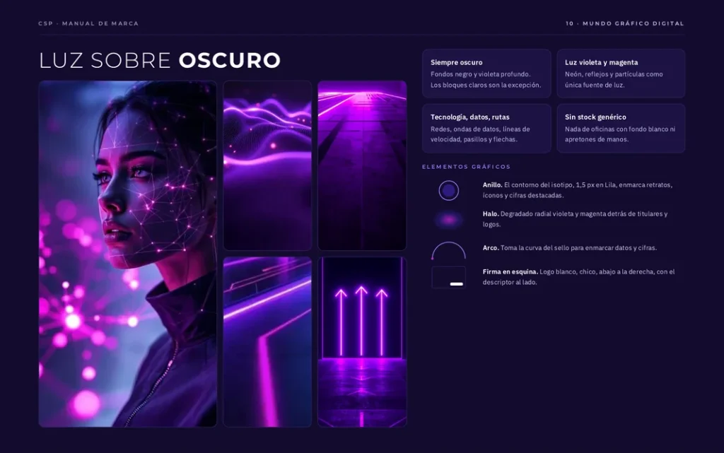 Mundo gráfico de CSP Consulting: luz sobre oscuro