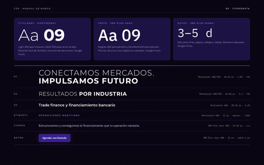 Tipografías de CSP Consulting: Montserrat e IBM Plex