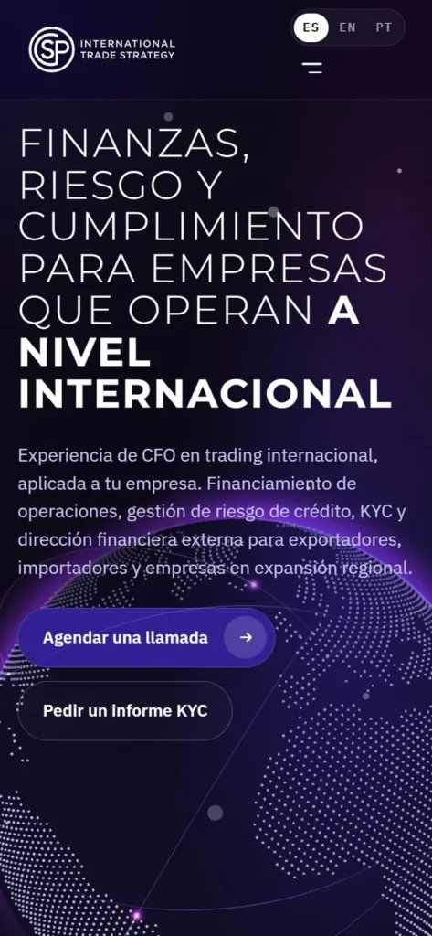 Inicio del sitio de consultingcsp.com en un celular