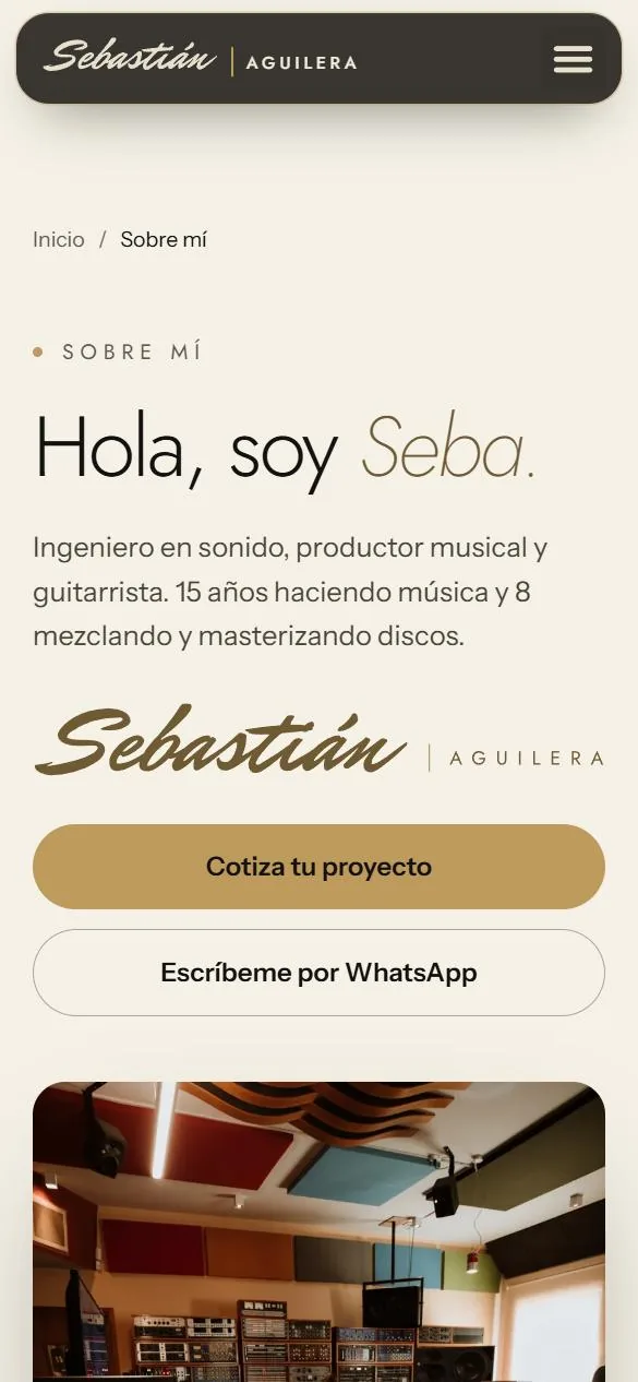 Página Sobre mí de Sebastián Aguilera